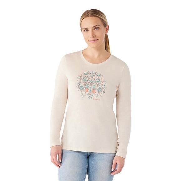 Smartwool Shirt Womens Medium Floral Tundra Merino Long Sleeve Base Layer Top - Picture 1 of 11